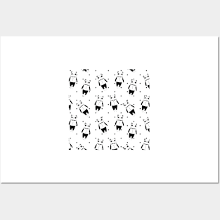 Black and white panda dotted pattern Posters and Art